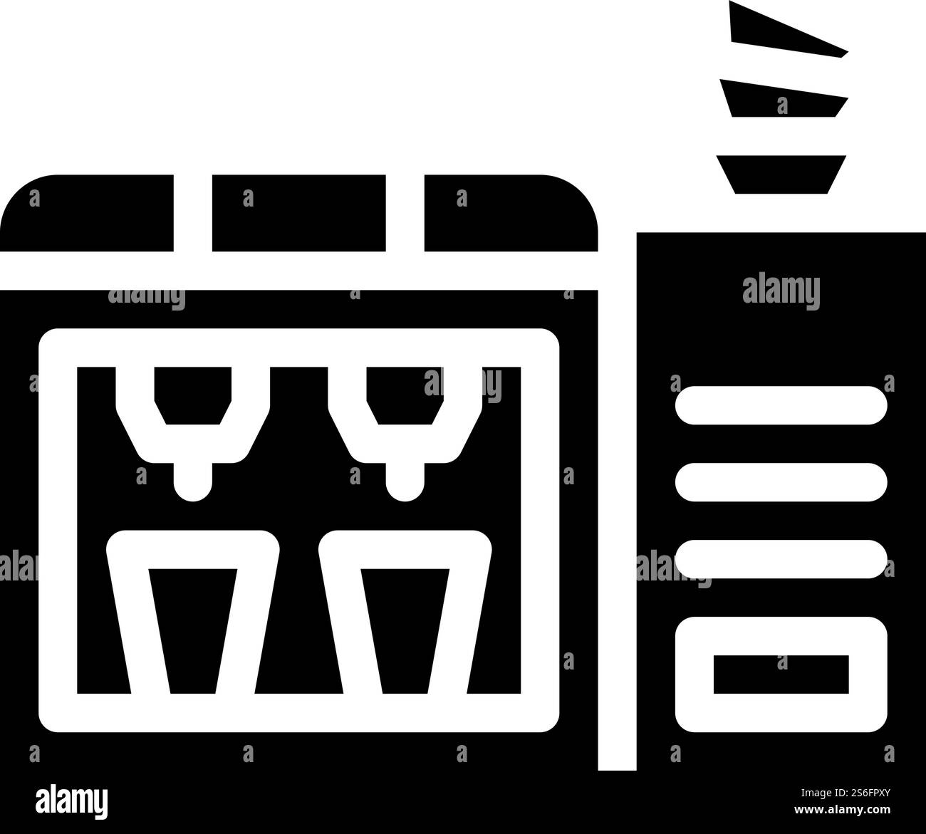 Selbstbedienungskaffeemaschine Glyphe-Symbol-Vektor. Selbstbedienungsschild für Kaffeemaschine. Schwarze Abbildung des isolierten Kontursymbols. Selbstbedienungskaffeemaschine Glyphe Symbol Vektor Illustration Stock Vektor