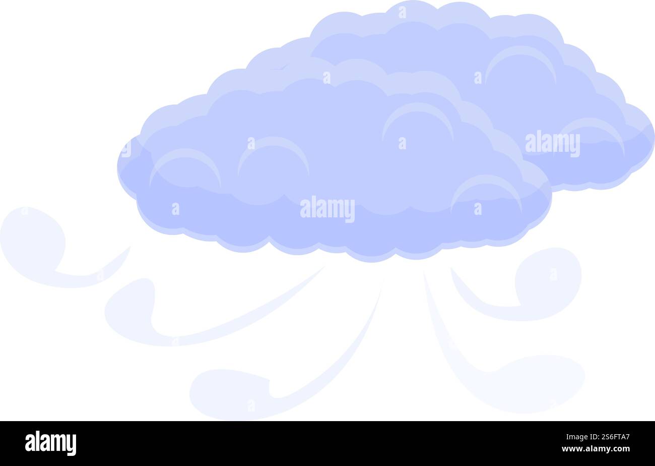 Symbol für windige Wolken. Cartoon des windigen Wolken Vektorsymbols für Webdesign isoliert auf weißem Hintergrund. Windige Wolken-Symbol, Cartoon-Stil Stock Vektor