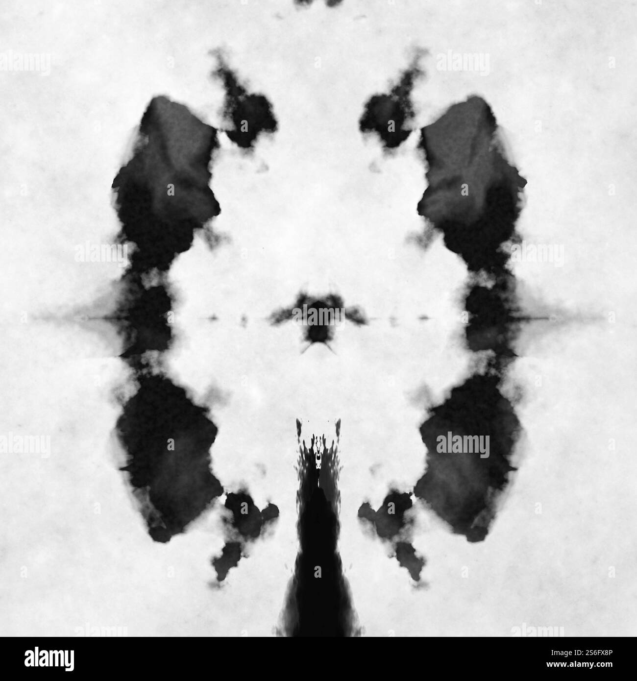 Abbildung eines typischen schwarz-weißen Rorschach-Tests Stockfoto