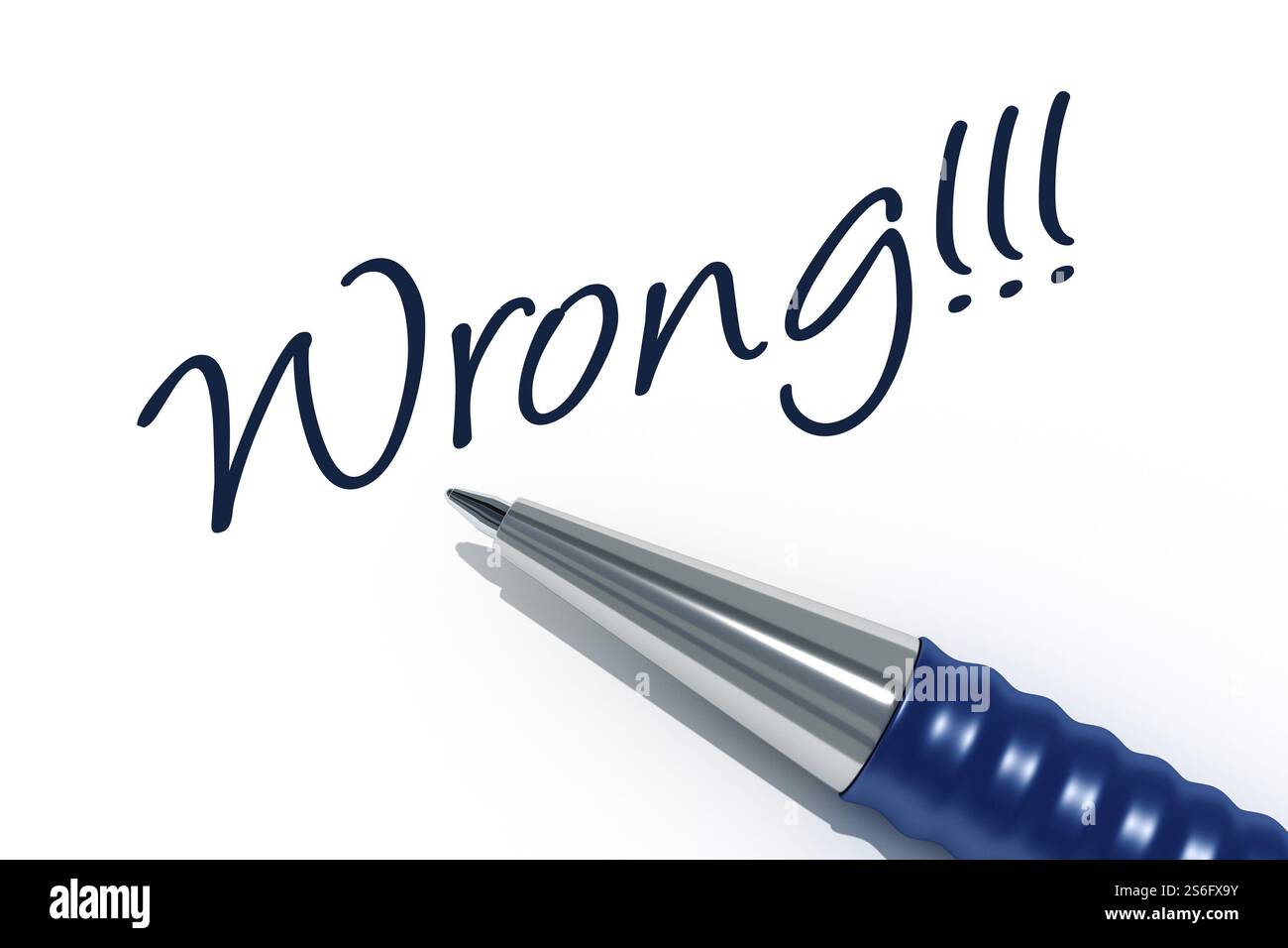 Ein Bild von einem Stift mit der Meldung falsch Stockfoto