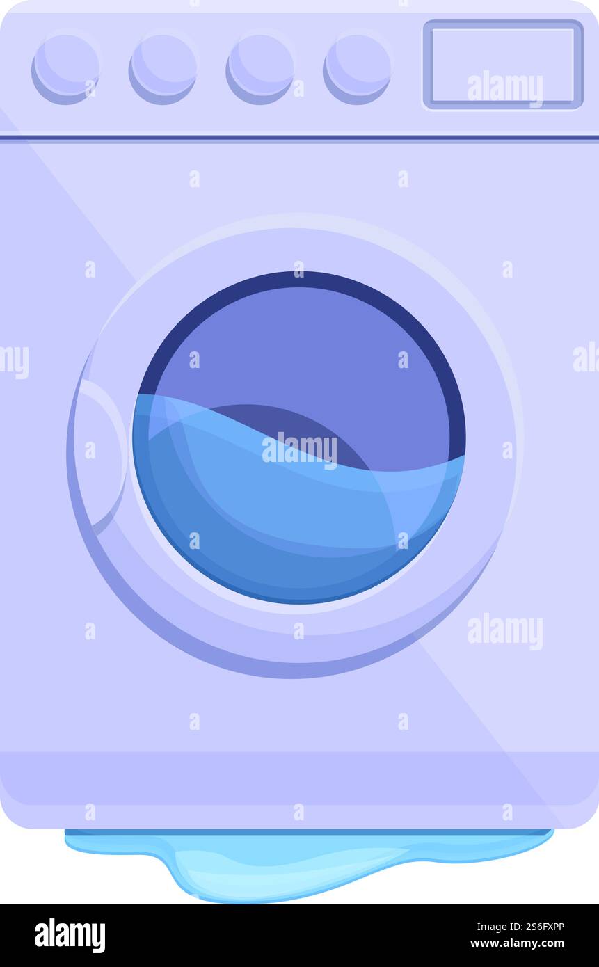 Symbol für defekte Waschmaschine. Cartoon des gebrochenen Waschmaschinenvektorsymbols für Webdesign isoliert auf weißem Hintergrund. Symbol für kaputte Waschmaschine, Cartoon-Stil Stock Vektor