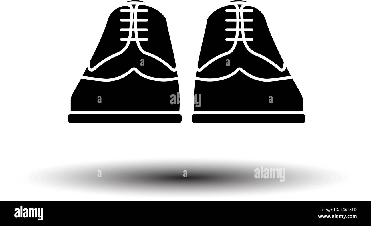 Symbol Für Geschäftsschuhe. Schwarz auf weißem Hintergrund mit Schatten. Vektorgrafik. Stock Vektor