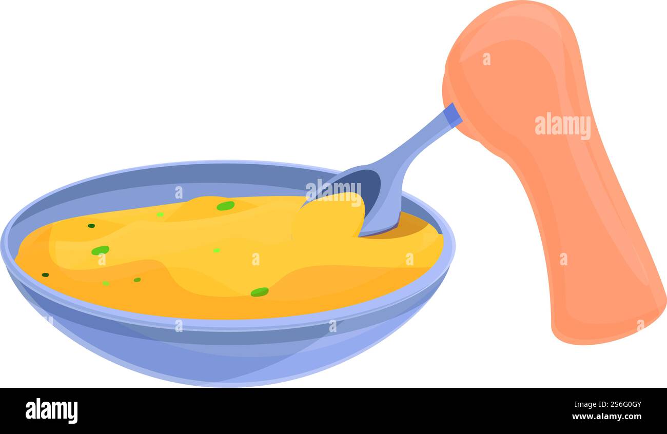 Symbol „Schüssel“. Cartoon von Schüssel Lebensmittel Vektor-Symbol für Web-Design isoliert auf weißem Hintergrund. Schüssel-Food-Symbol, Cartoon-Stil Stock Vektor