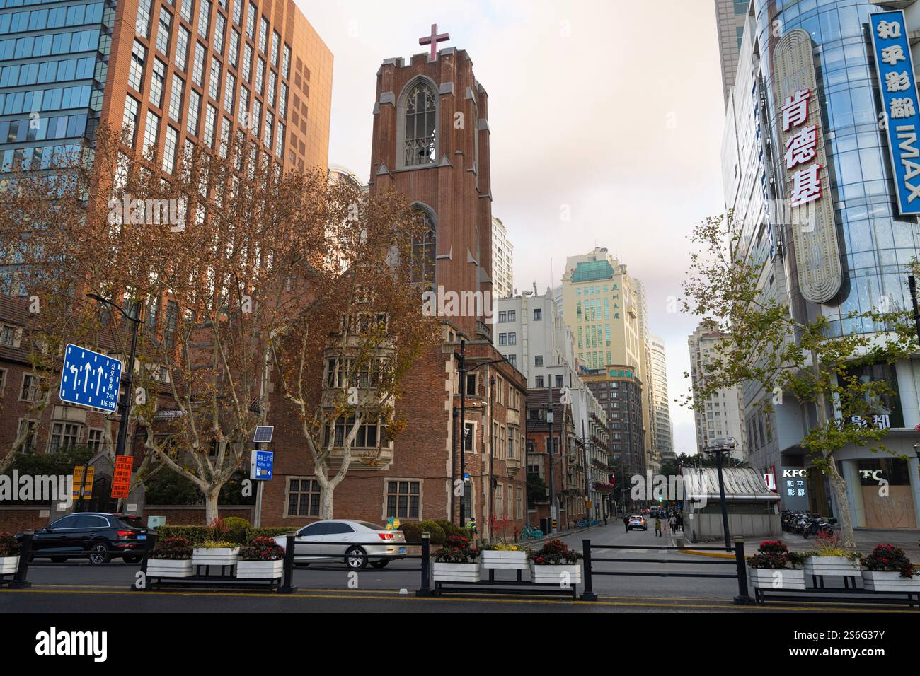 Shanghai, China. Januar 2025. Außenansicht der christlichen Kirche Shanghai Moore Memorial Church im Stadtzentrum Stockfoto