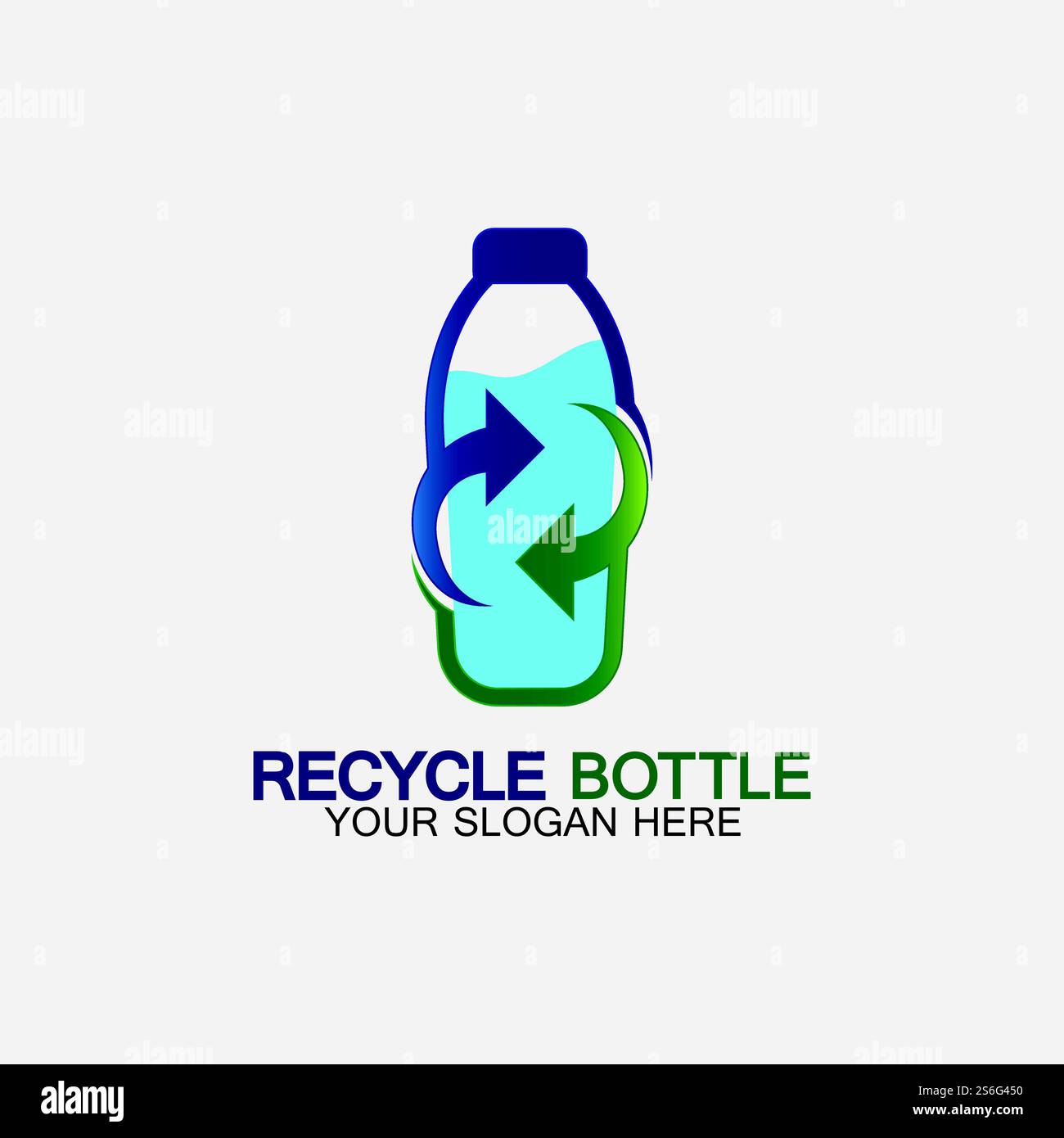 Recycling-Plastikflasche Logo Symbol Vektor Illustration Design.Flasche mit Recycling-Symbol. Plastik Recycling Symbol flache Symbol-Vektor-Illustration Stock Vektor