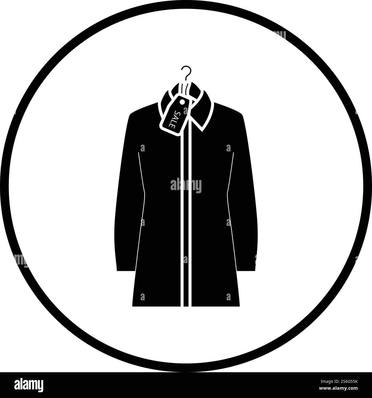 Bluse Am Kleiderbügel Mit Sale Tag-Symbol. Schlankes Kreiseldesign. Vektorgrafik. Stock Vektor