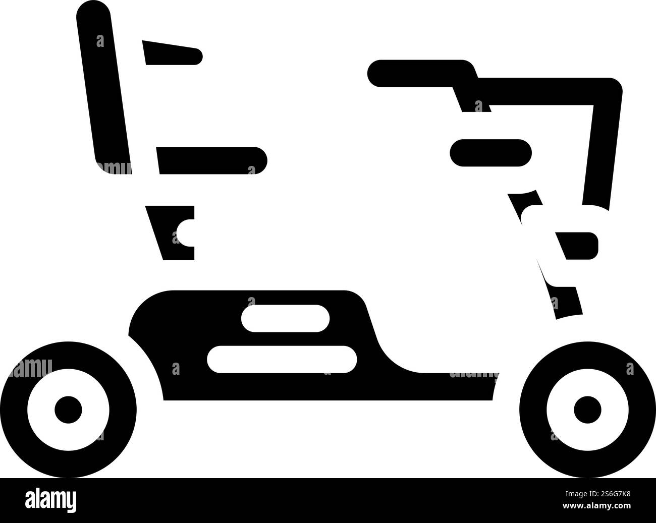 Elektroroller für behinderte Menschen Glyphe Symbol Vektor. Schild für Elektroroller für Behinderte. Schwarze Abbildung des isolierten Kontursymbols. Elektroroller für behinderte Menschen Glyphe Symbol Vektor Illustration Stock Vektor