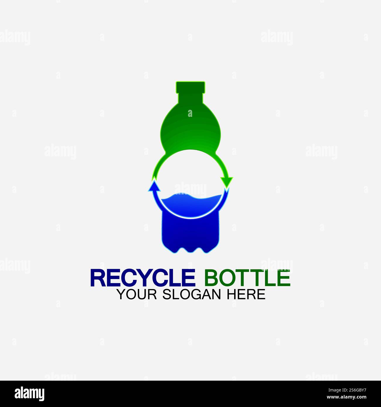 Recycling-Plastikflasche Logo Symbol Vektor Illustration Design.Flasche mit Recycling-Symbol. Plastik Recycling Symbol flache Symbol-Vektor-Illustration Stock Vektor