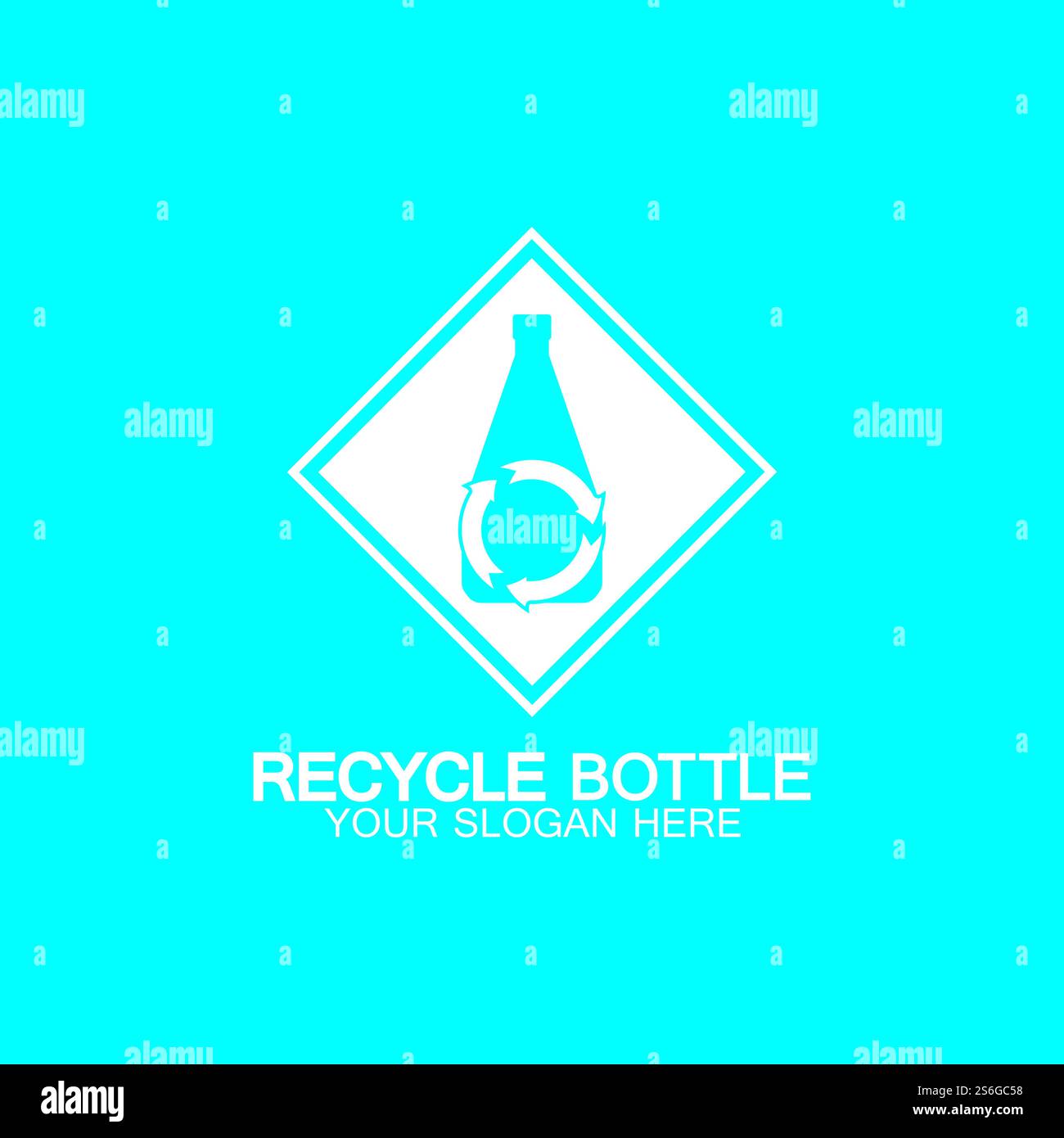 Recycling-Plastikflasche Logo Symbol Vektor Illustration Design.Flasche mit Recycling-Symbol. Plastik Recycling Symbol flache Symbol-Vektor-Illustration Stock Vektor