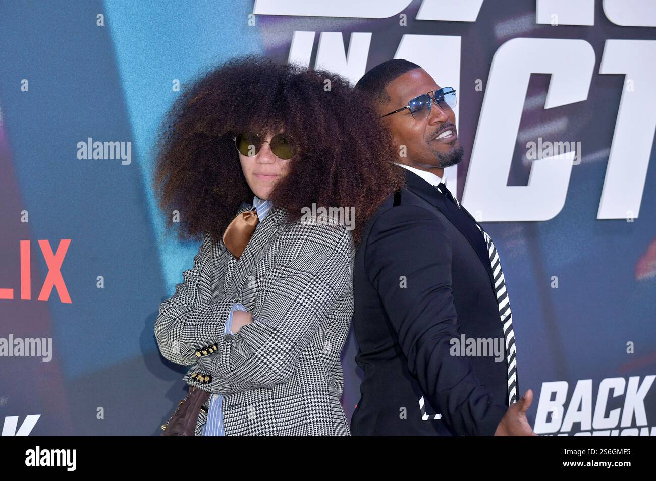 Jamie Foxx mit Tochter Annalise Bishop beim Screening des Netflix Films 'Back in Action' im Zoo Palast. Berlin, 15.01.2025 Stockfoto
