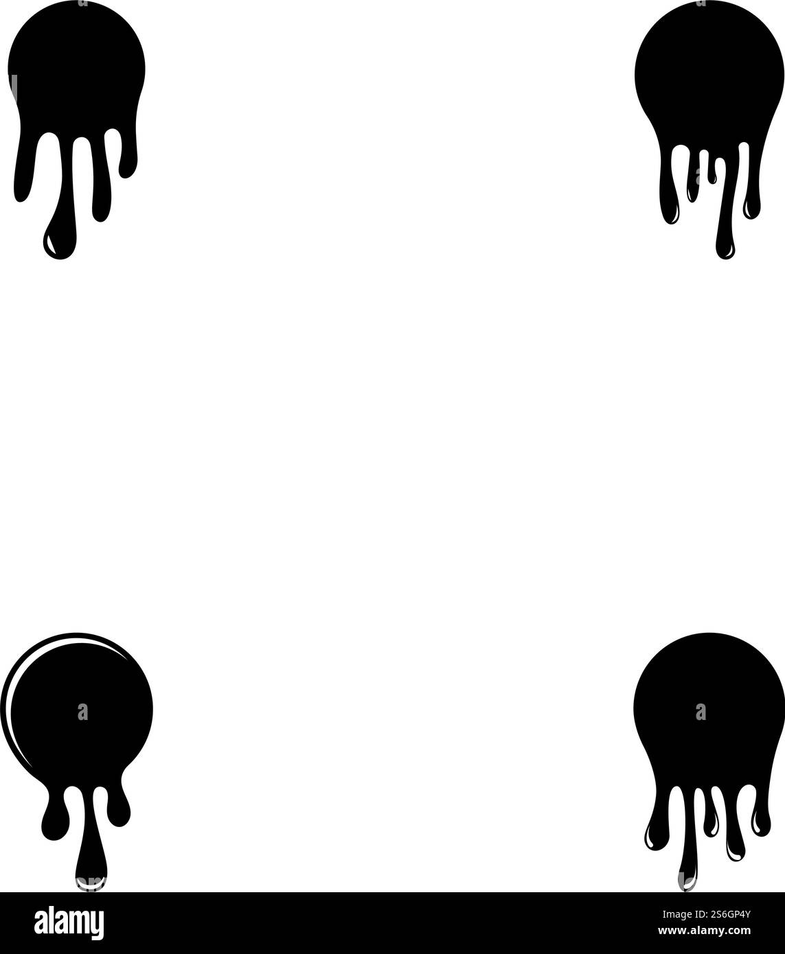 Logo des Symbols Tropffarbe. Aktuelle Flüssigkeit. Farbfluss. Logo mit geschmolzenem Kreis. Aktuelle Farbflecken. Aktuelle Druckfarben Stock Vektor