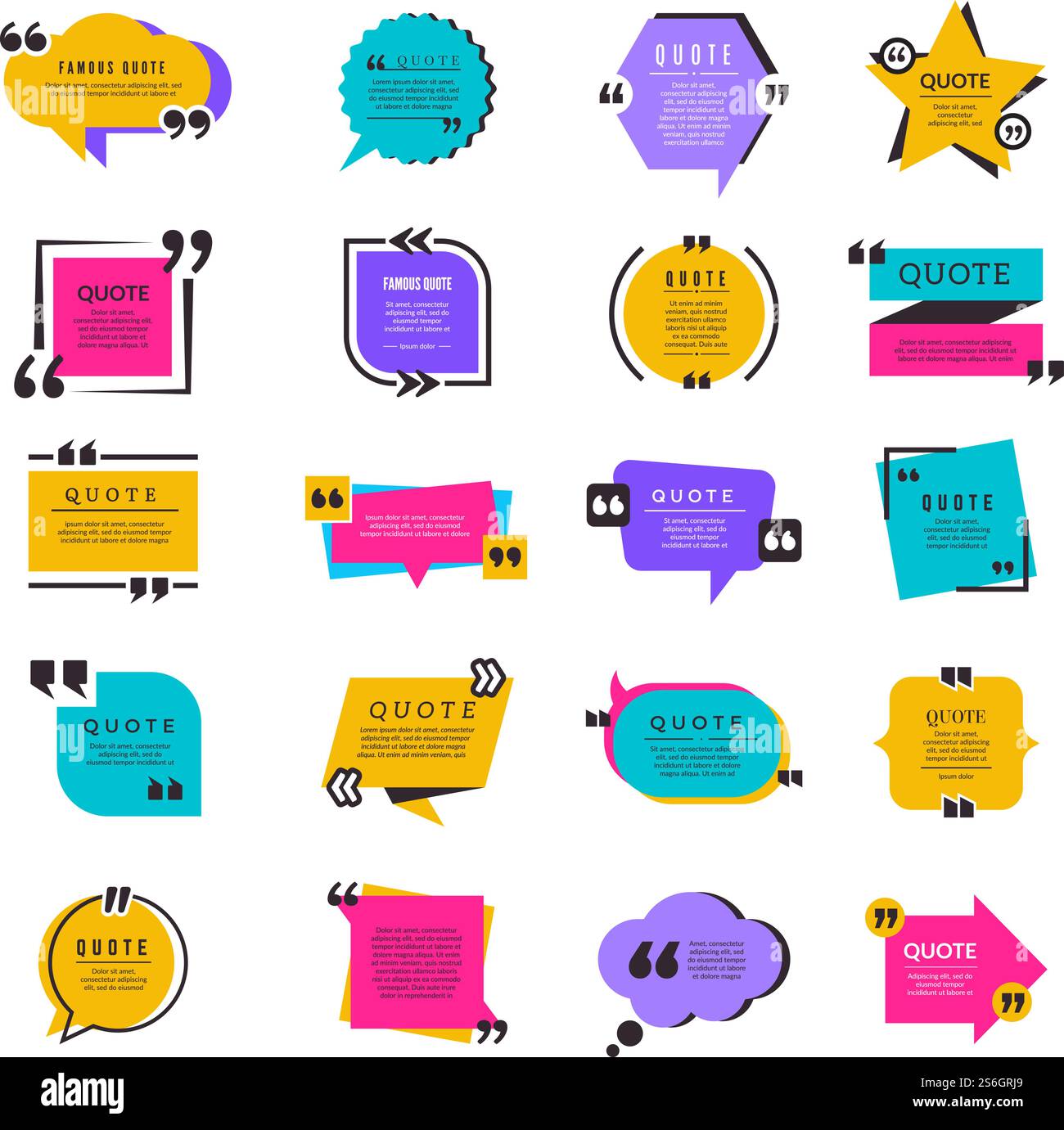 Rahmen für Zitate. Textnachricht Zitat Bubble Box Papierinformationen Textelemente Buchstaben Vektorvorlage. Diskussion über Sprachnachrichten, Informationszitat und Illustration der Nachrichtenblase. Rahmen für Zitate. Textnachricht Zitat Bubble Box Papierinformationen Textelemente Buchstaben Vektorvorlage Stock Vektor