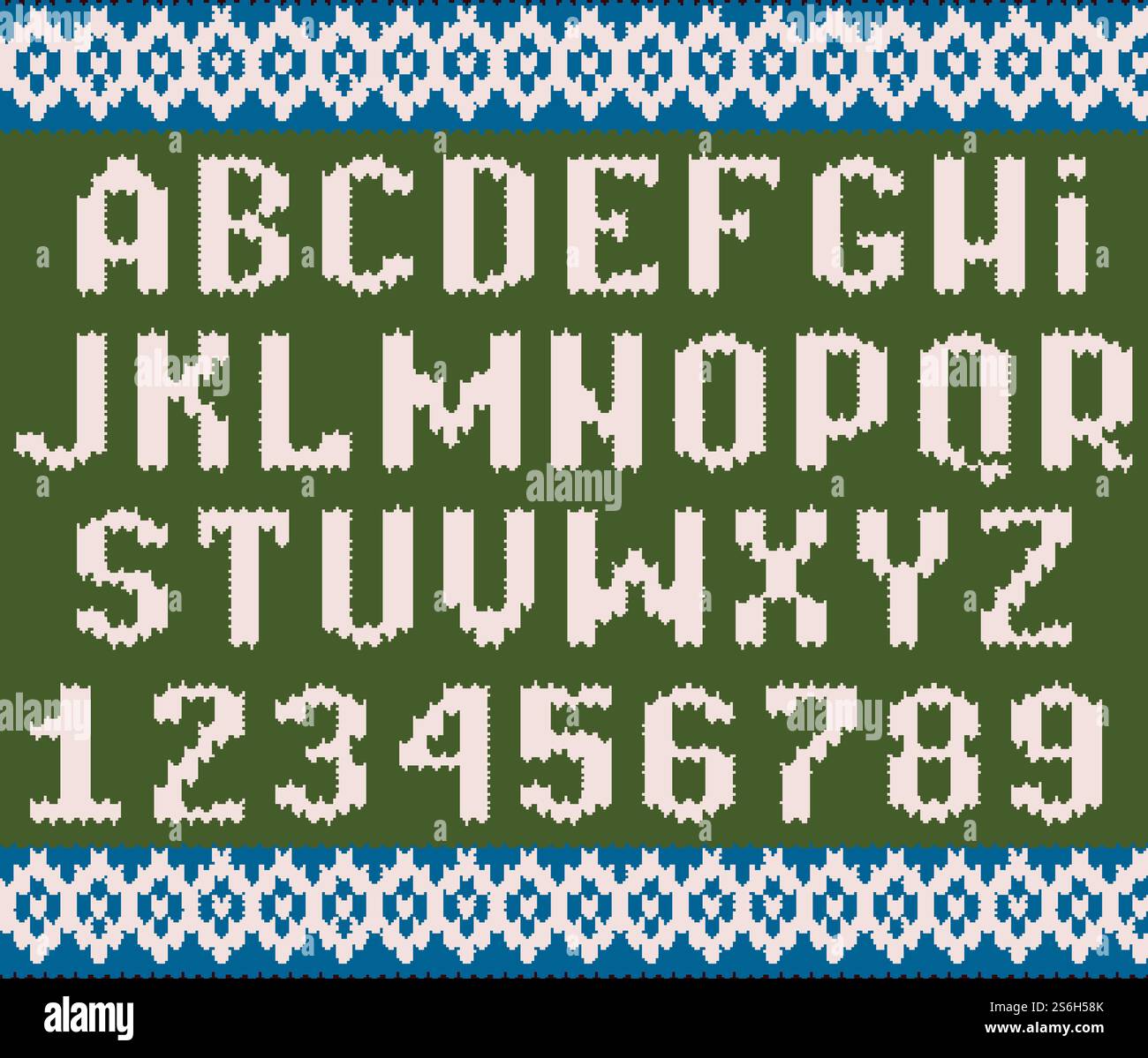 Gestricktes Alphabet. Weihnachten strukturierte Schriftart zu feiern Kleidung Pullover oder Pullover Vektor Alphabet Set. ABC-Alphabet, handgefertigte Typografie-Illustration aus Stoff. Gestricktes Alphabet. Weihnachten strukturierte Schriftart zu feiern Kleidung Pullover oder Pullover Vektor Alphabet Set Stock Vektor