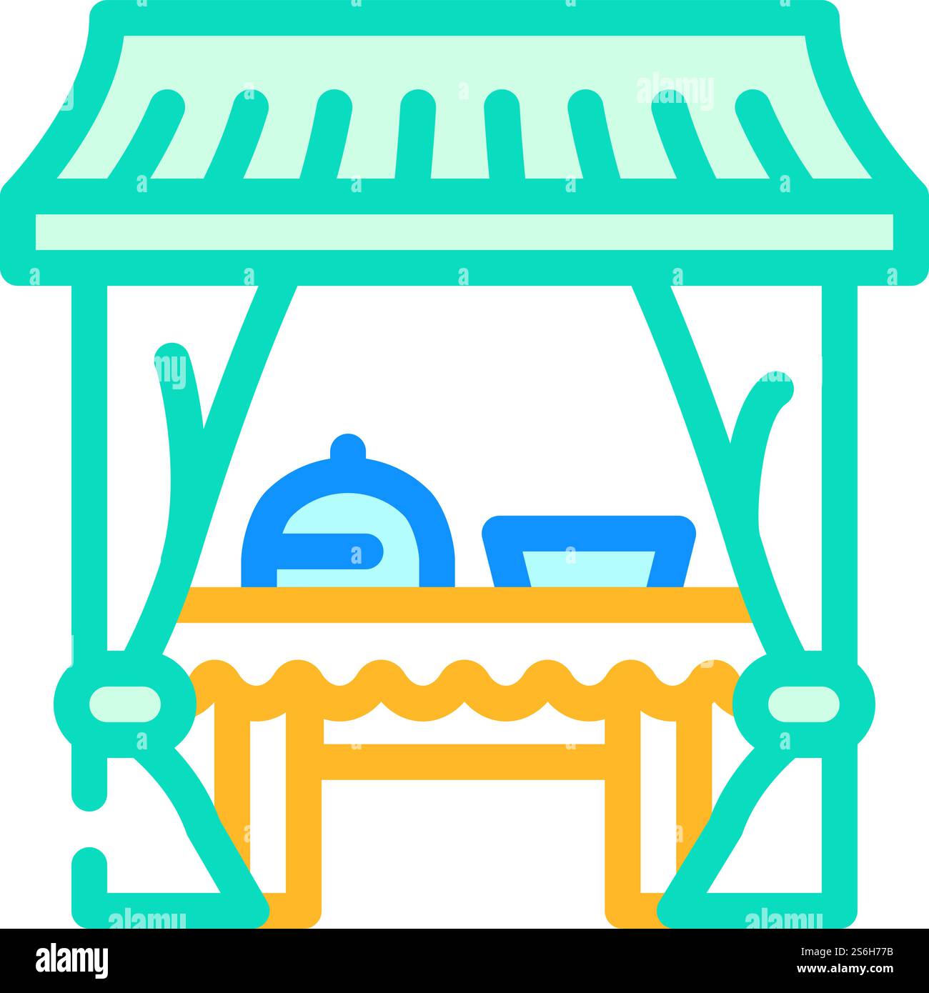 Zelt Buffet Farbe Symbol Vektor. Schild mit Zeltbuffet. Isolierte Symboldarstellung. Zelt Buffet Farbe Symbol Vektor Illustration Stock Vektor