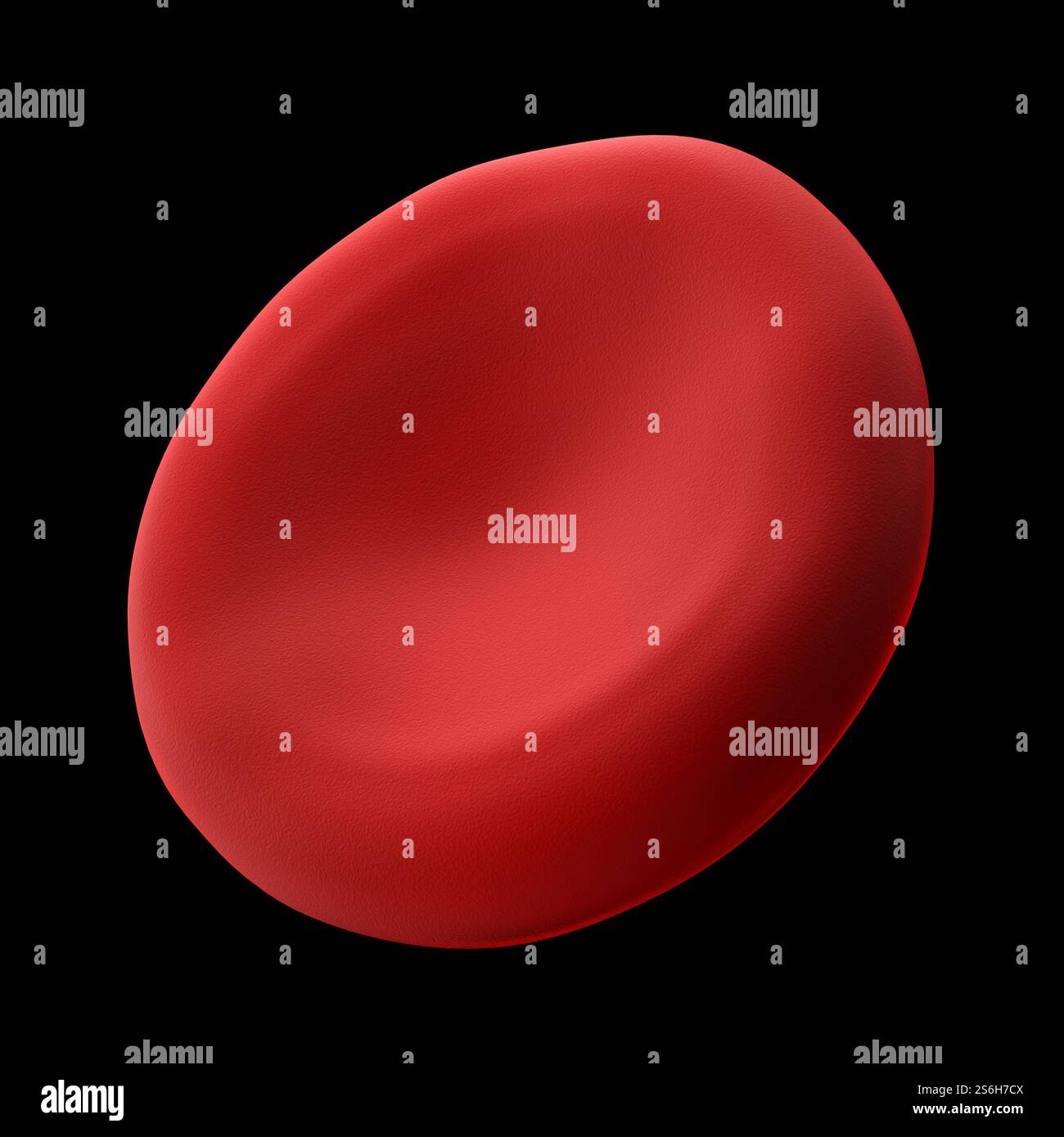 Rote Blutkörperchen isoliert auf schwarzem Hintergrund. 3D-Abbildung. Stockfoto