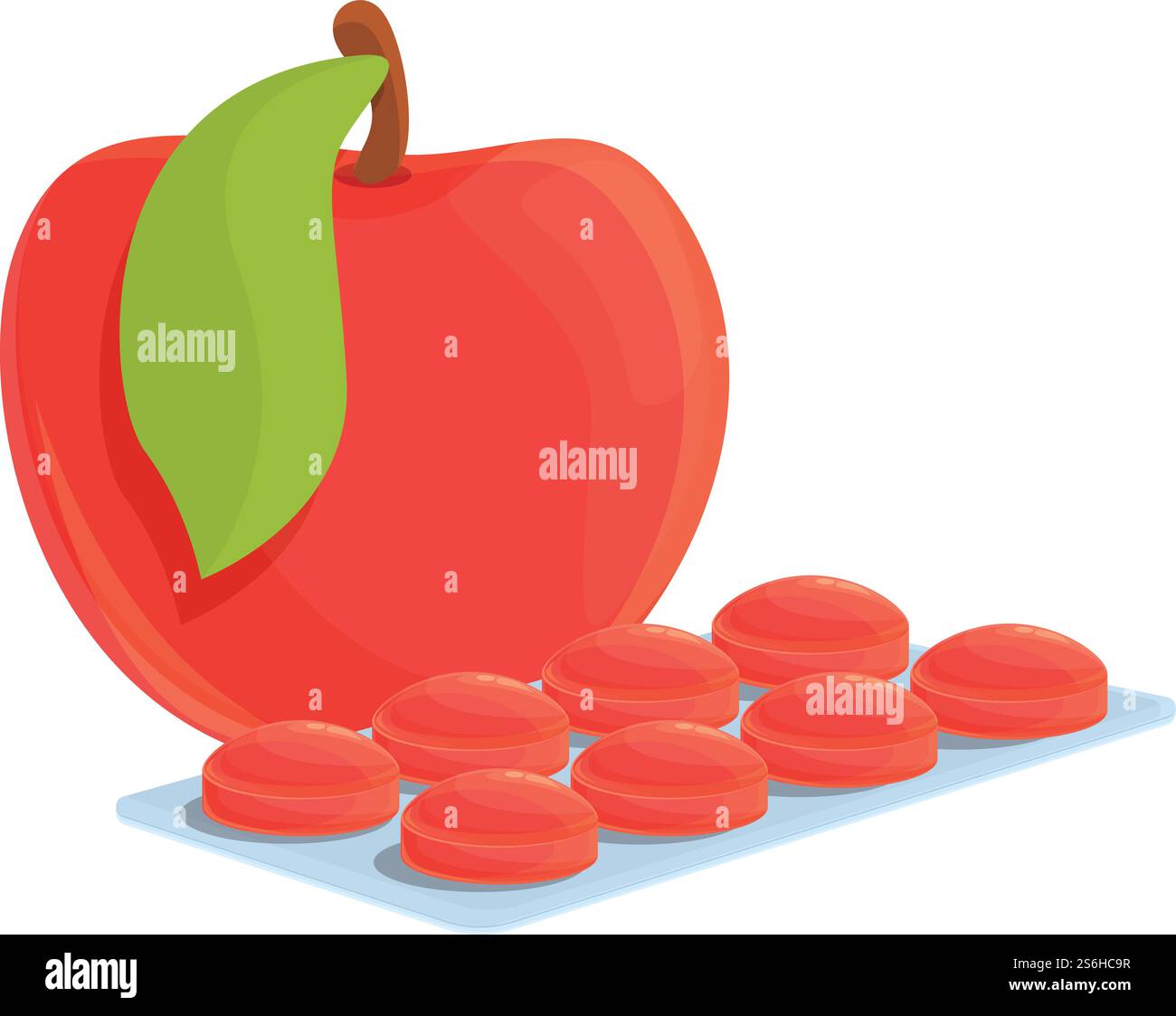 Rote Apfelhustentropfen. Cartoon des roten Apfelhusten Tropfen Vektor-Symbol für Web-Design isoliert auf weißem Hintergrund. Rote Apfelhustentropfen Symbol im Cartoon-Stil Stock Vektor