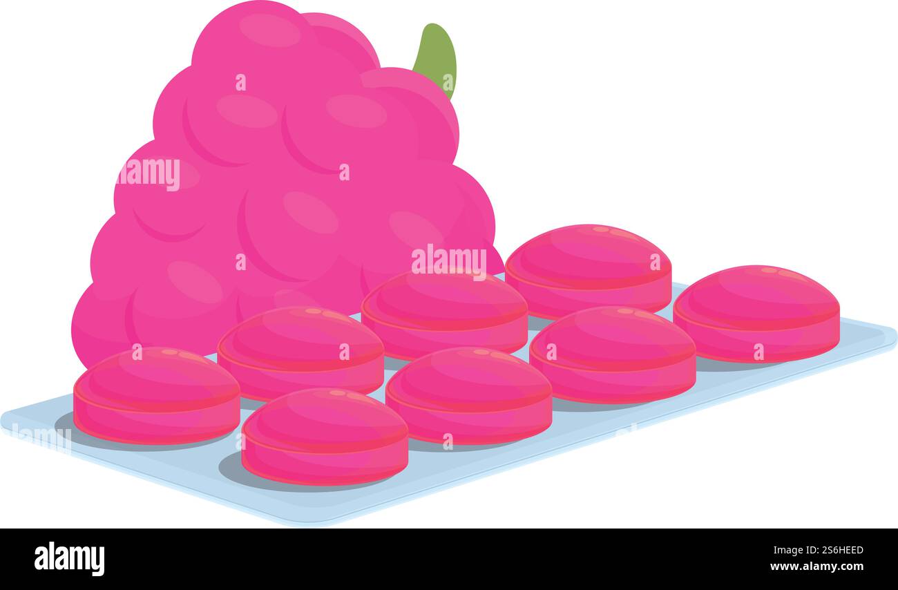 Waldbeeren Husten-Tropfen-Symbol. Cartoon von Waldbeere Husten Tropfen Vektor-Symbol für Web-Design isoliert auf weißem Hintergrund. Waldbeeren Husten-Tropfen-Symbol, Cartoon-Stil Stock Vektor