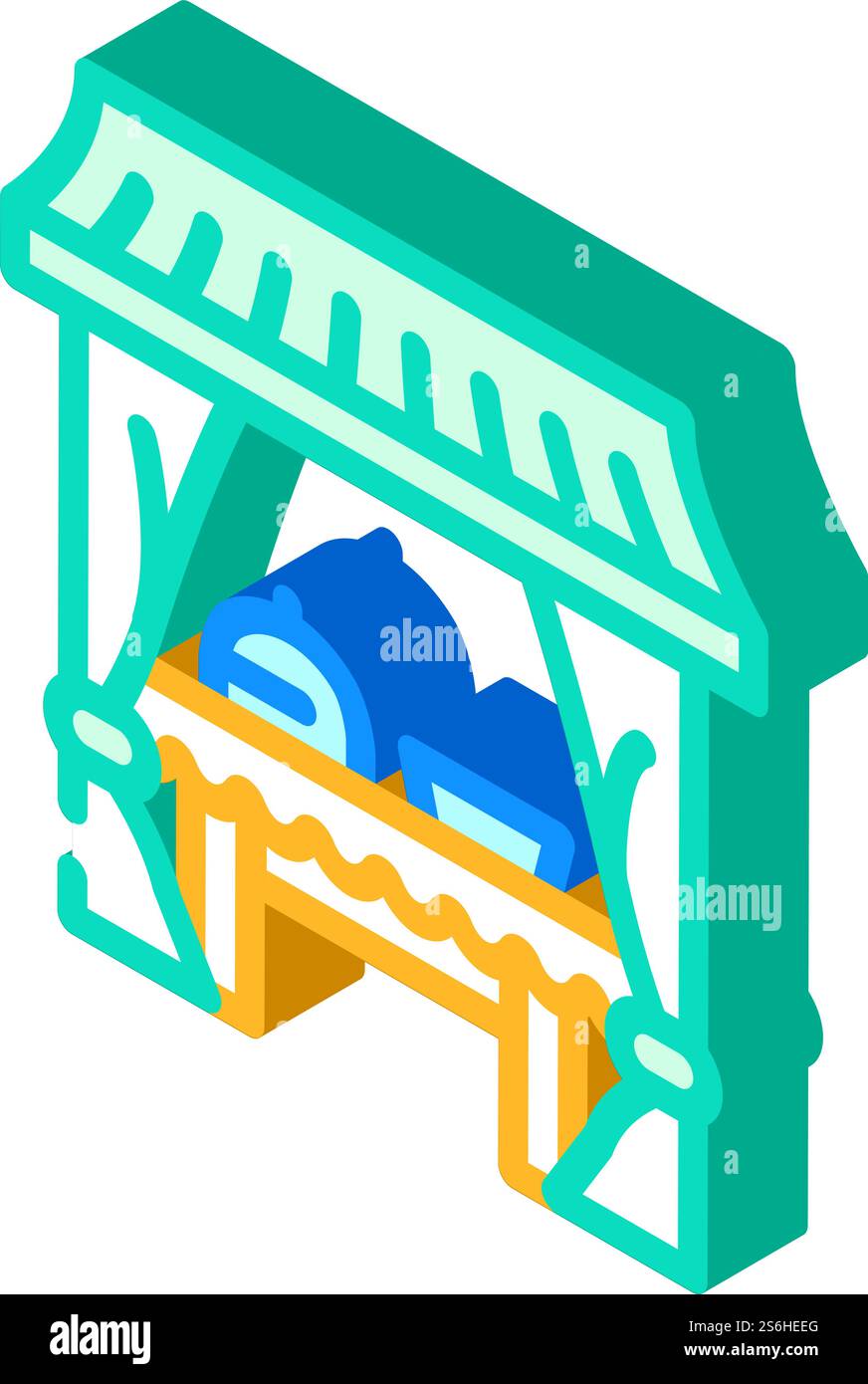 Isometrischer Symbolvektor des Zeltbuffets. Schild mit Zeltbuffet. Isolierte Symboldarstellung. Isometrische Iconvektor-Illustration des Zeltbuffets Stock Vektor