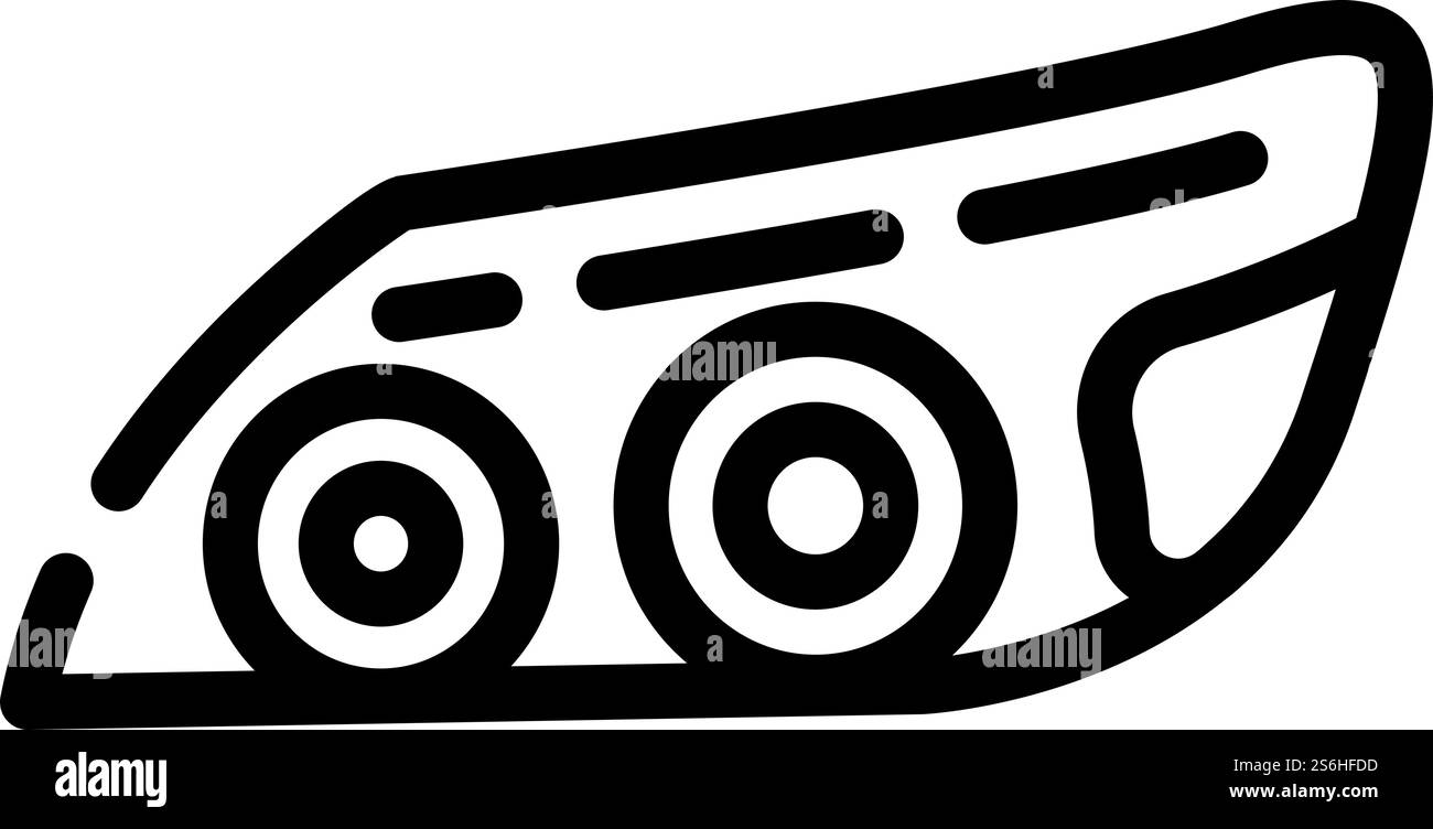 Scheinwerferlinie Symbolvektor Schild für Scheinwerfer. Schwarze Abbildung des isolierten Kontursymbols. Vektorillustration der Scheinwerferlinie Stock Vektor
