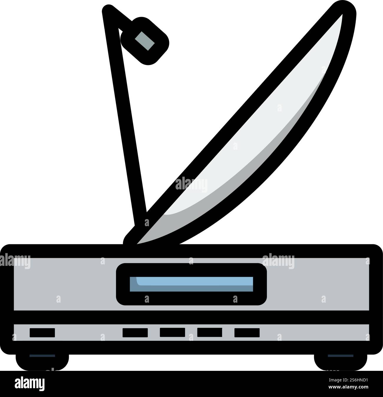 Satellitenempfänger Mit Antennensymbol. Editierbare Fett Formatigte Kontur Mit Farbfüllungsdesign. Vektorgrafik. Stock Vektor