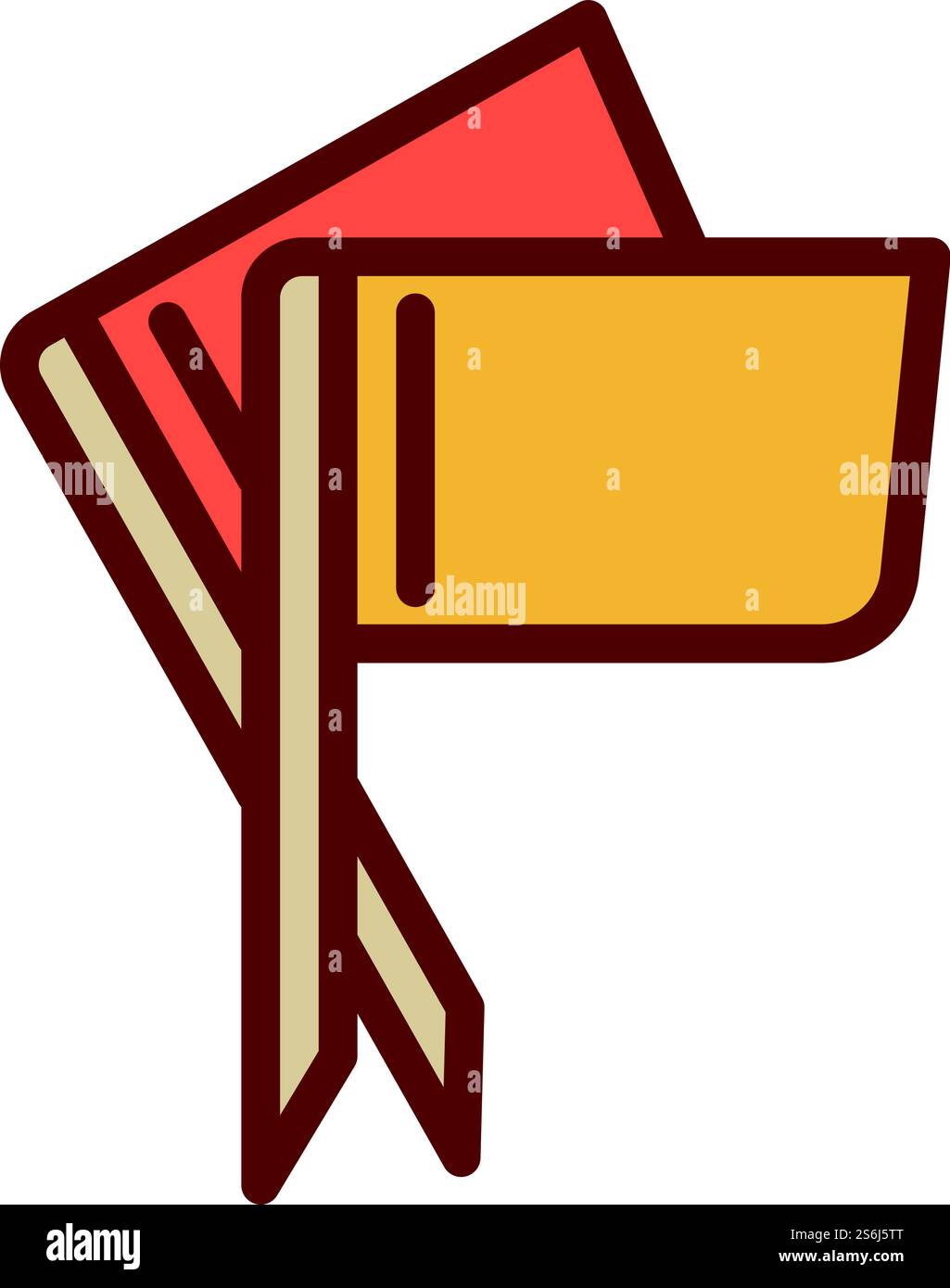 Krocket-Symbol für rote gelbe Flaggen. Kontur Croquet rot gelbe Fahnen Vektorsymbol für Webdesign isoliert auf weißem Hintergrund. Krocketrot-gelbe Flaggen-Symbol, Umrissstil Stock Vektor