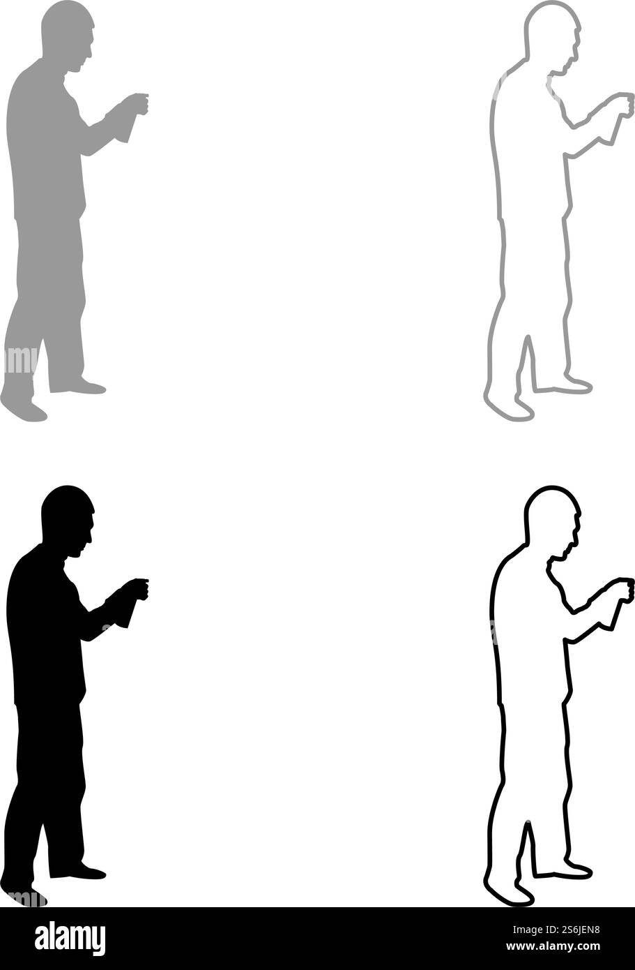 Mann mit Wasser gesprüht in herauf männlicher Bewässerungsgarten mit Handregner Haltearm spezielle Kamm Silhouette grau schwarz Farbe Vektor Illustration solide Umrissstil einfaches Bild. Mann mit Wasser gesprüht in herauf männlichen Bewässerungsgarten mit Handsprinkler Haltearm spezielle Kamm Silhouette grau schwarz Farbe Vektor Illustration solides Umrissstilebild Stock Vektor