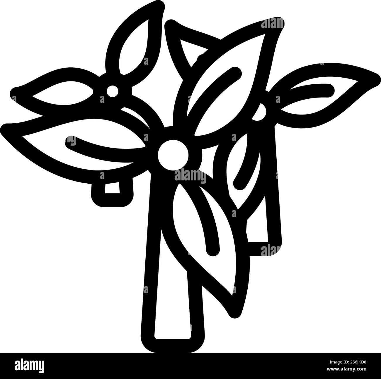 Symbol „Windmühle Mit Blättern In Den Blättern“. Bearbeitbares, Fett Formatischtes Umrisse-Design. Vektorgrafik. Stock Vektor