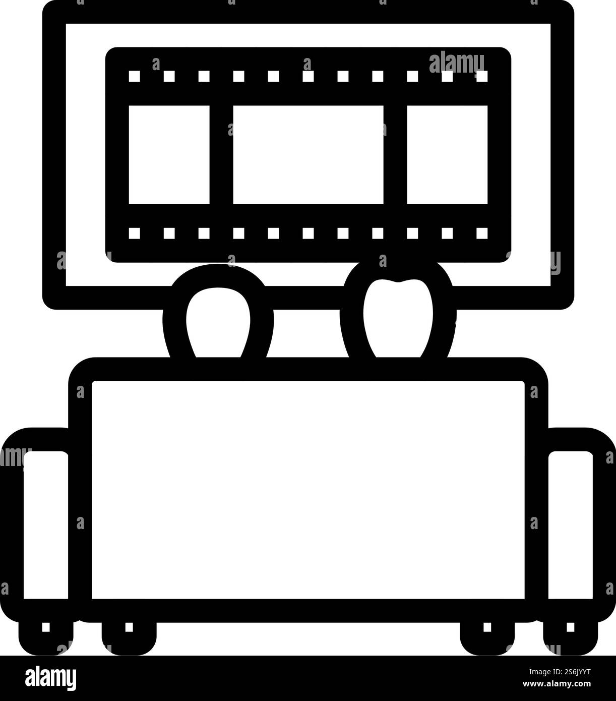 Symbol Für Das Cinema Sofa. Bearbeitbares, Fett Formatischtes Umrisse-Design. Vektorgrafik. Stock Vektor
