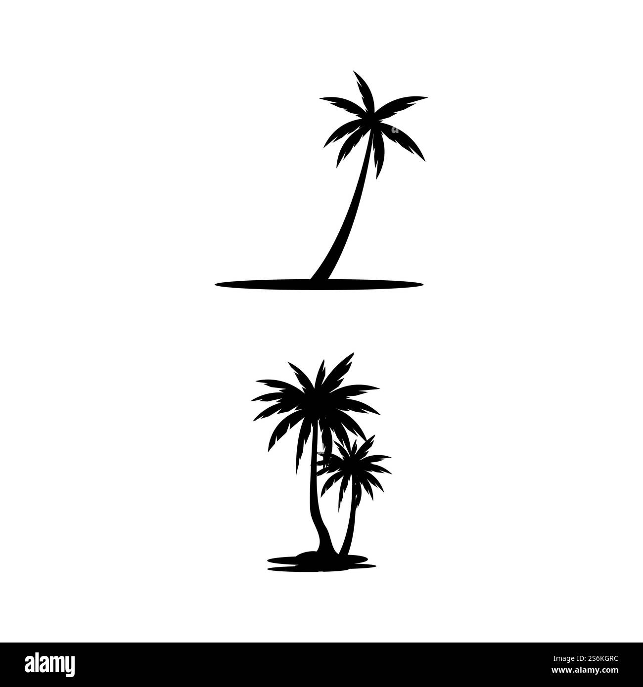 Palm Tree Beach Silhouette für Hotel Restaurant Urlaub Urlaub Reise Logo Design Stock Vektor