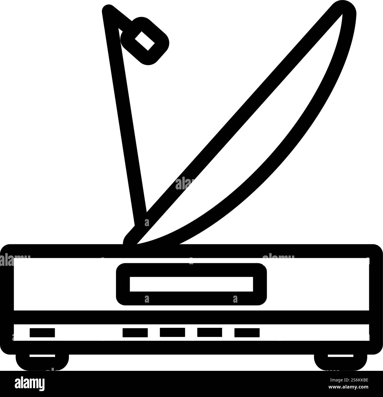 Satellitenempfänger Mit Antennensymbol. Auffälliges Design mit bearbeitbarer Konturbreite. Vektorgrafik. Stock Vektor