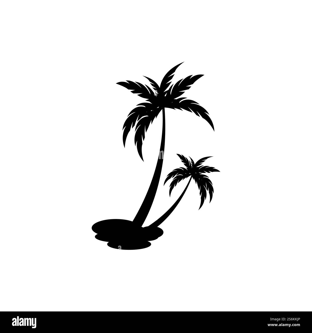 Palm Tree Beach Silhouette für Hotel Restaurant Urlaub Urlaub Reise Logo Design Stock Vektor