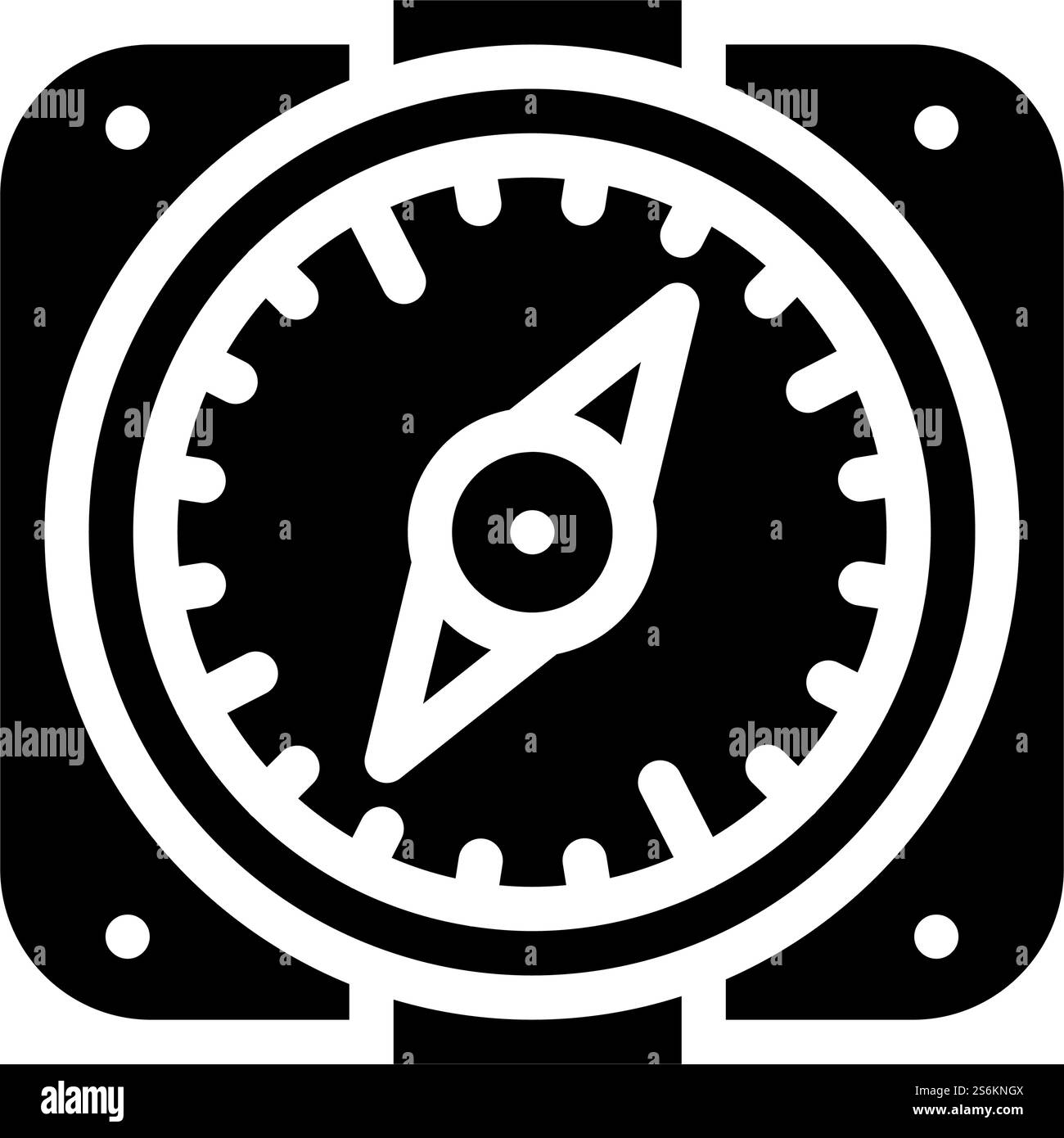 Kompass Piraten-Glyphen-Symbol-Vektor. Kompass-Piratenzeichen. Schwarze Abbildung des isolierten Kontursymbols. Kompass Piraten-Glyphe-Symbol-Vektor-Illustration Stock Vektor
