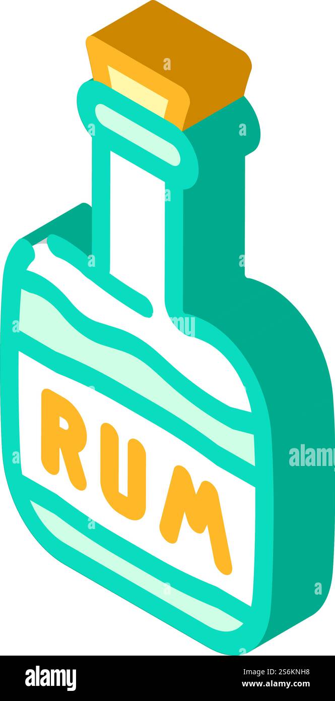 Rum Trinkflasche Pirat isometrischer Icon Vektor. Rum-Trinkflasche Piratenzeichen. Isolierte Symboldarstellung. Rum Trinkflasche Pirat isometrische Icon Vektor Illustration Stock Vektor