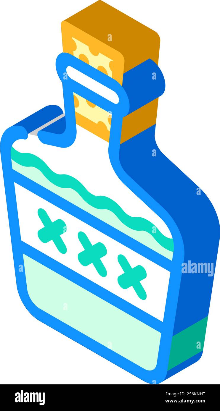 Isometrischer Symbolvektor der Flasche für alkoholische Getränke. Flaschenschild für alkoholische Getränke. Isolierte Symboldarstellung. Isometrisches Symbol Vektor-Illustration der Flasche des alkoholischen Getränks Stock Vektor