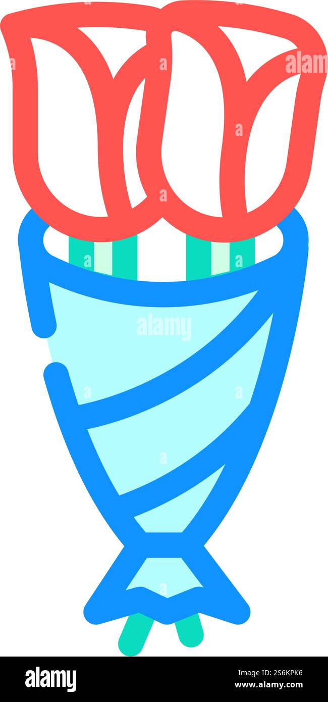 Beerdigung zwei Blumen Farbe Symbol Vektor. Beerdigung zwei Blumen Schild. Isolierte Symboldarstellung. Beerdigung zwei Blumen Farbe Symbol Vektor Illustration Stock Vektor