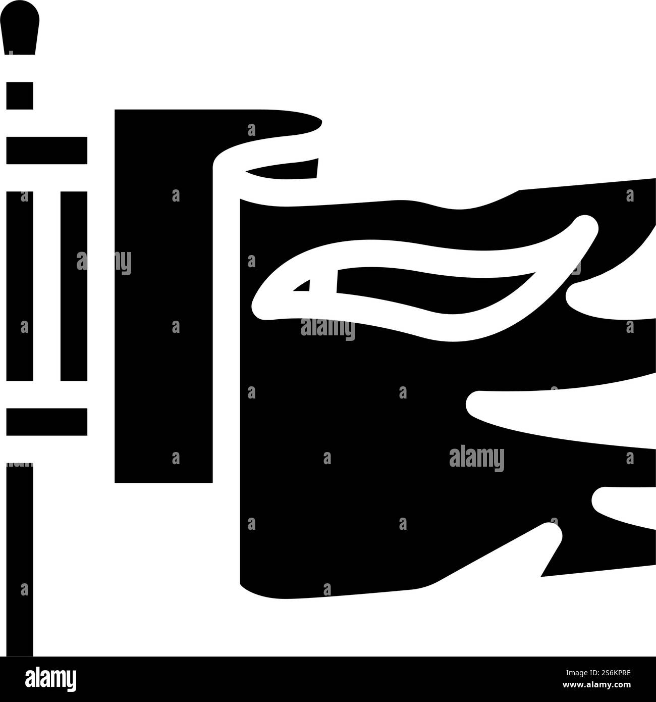 Flaggenpiraten-Glyphen-Symbol-Vektor. Flaggenpiratenzeichen. Schwarze Abbildung des isolierten Kontursymbols. Flaggenpiraten-Glyphe-Symbol-Vektor-Illustration Stock Vektor