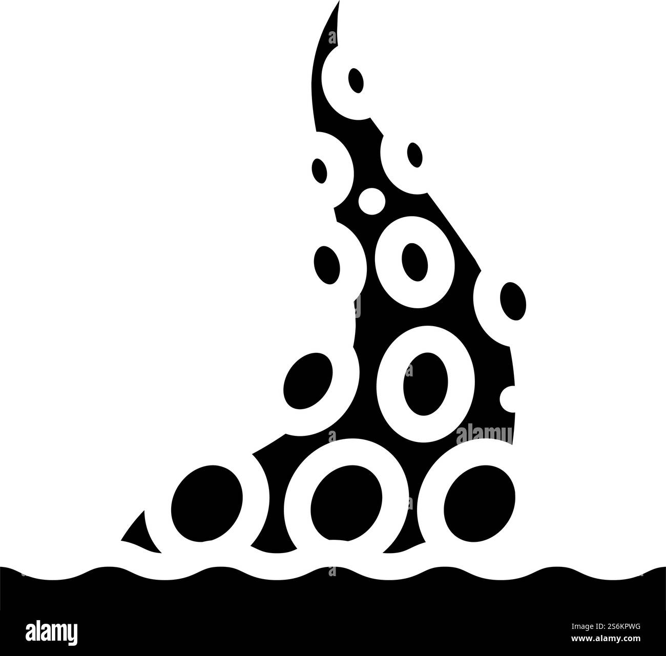 Oktopus Tentakeln Glyphe Icon Vektor. Das Oktopus-Tentakel-Zeichen. Schwarze Abbildung des isolierten Kontursymbols. Oktopus Tentakeln Glyphe Icon Vektor Illustration Stock Vektor