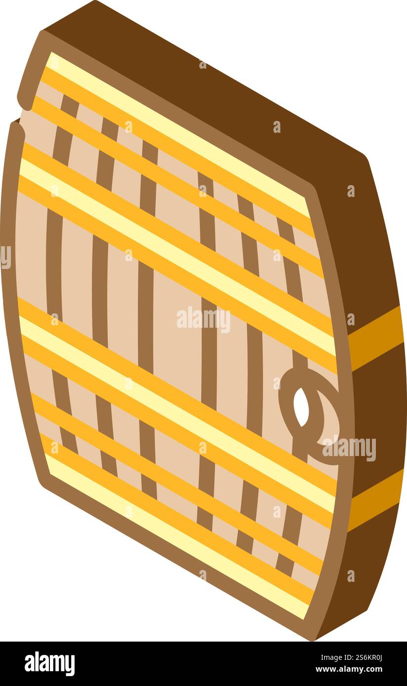 Zylinder mit Schießpulver oder Rum isometrischem Icon Vektor. Fass mit Schießpulver oder Rum-Schild. Isolierte Symboldarstellung. Zylinder mit Schießpulver oder Rum isometrische Icon Vektor Illustration Stock Vektor