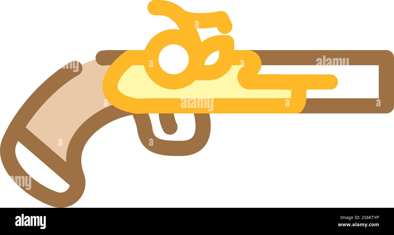 Pistole Waffe Pirat Farbe Symbol Vektor. Pirat-Pirat-Schild. Isolierte Symboldarstellung. Pistole Waffe Pirat Farbe Symbol Vektor Illustration Stock Vektor
