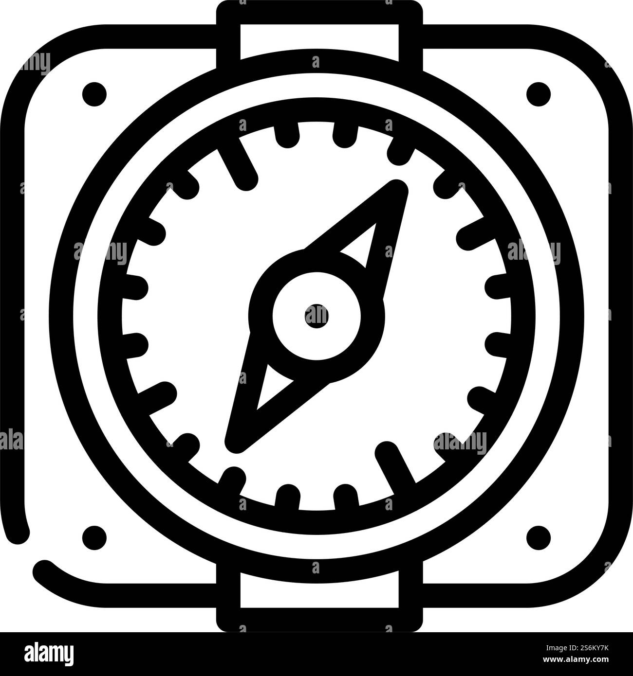 Vektor des Kompass-Symbols für Piratenlinien. Kompass-Piratenzeichen. Schwarze Abbildung des isolierten Kontursymbols. Kompass Piratenlinie Symbol Vektor Illustration Stock Vektor