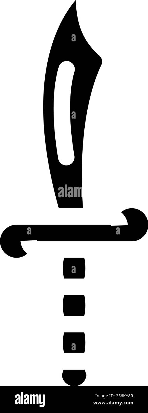 Säbelpiraten-Glyphen-Symbol-Vektor. Säbelpiratenschild. Schwarze Abbildung des isolierten Kontursymbols. Säbel Piraten Glyphe Symbol Vektor Illustration Stock Vektor