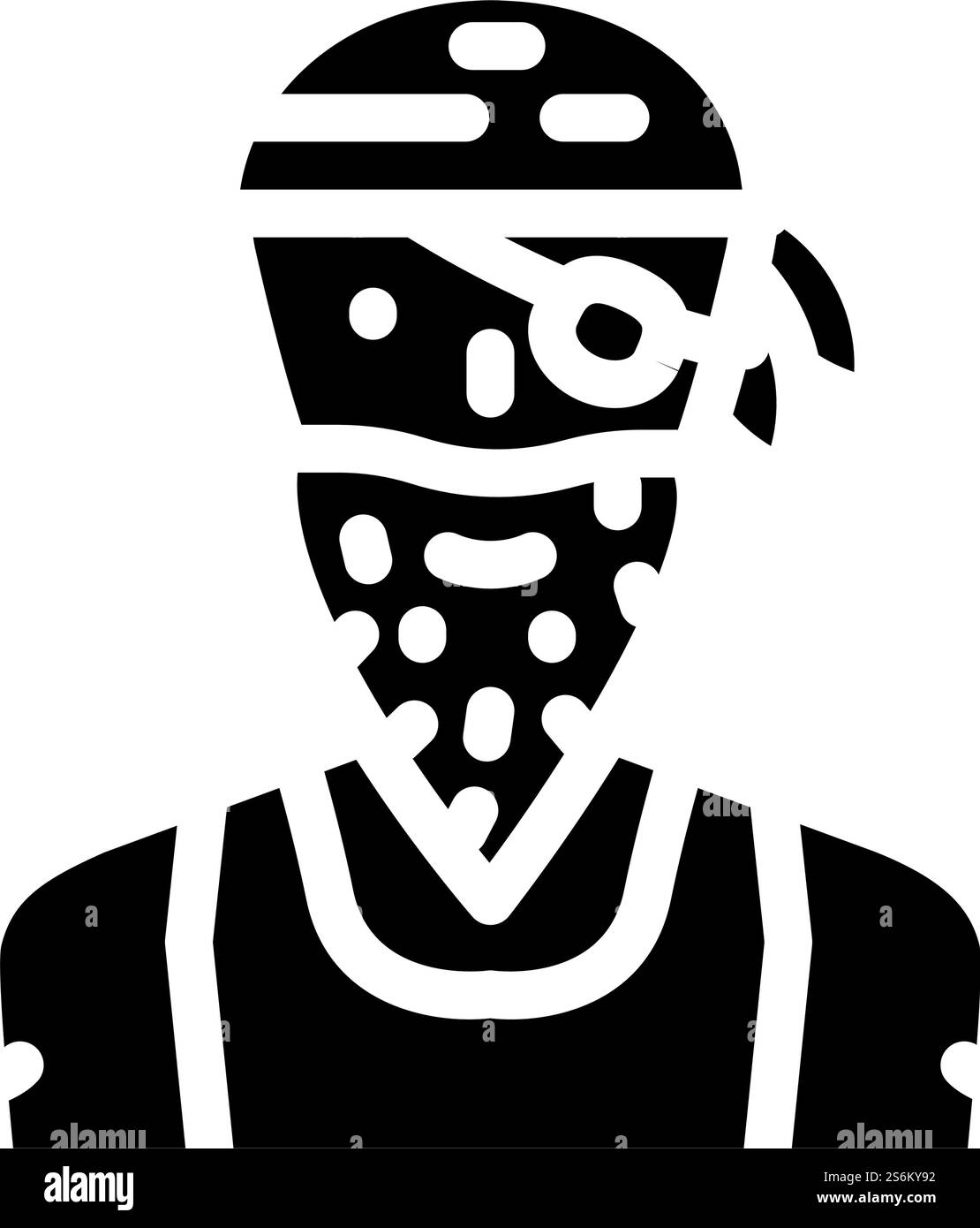 Piratenperson Glyphen-Symbol-Vektor. Piratenzeichen. Schwarze Abbildung des isolierten Kontursymbols. Pirate Person Glyphe Symbol Vektor Illustration Stock Vektor