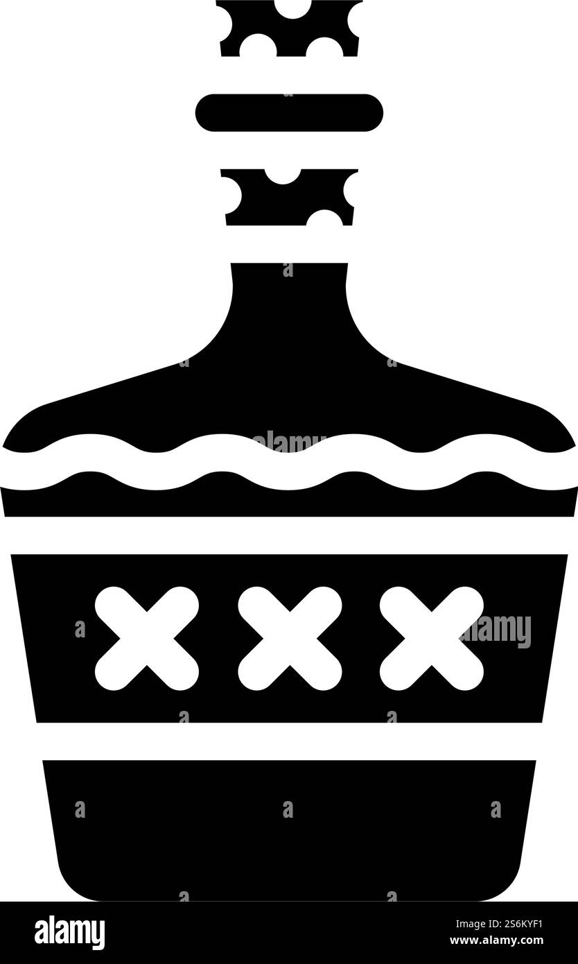 Alkoholische Getränke Flasche Glyphe Symbol Vektor. Flaschenschild für alkoholische Getränke. Schwarze Abbildung des isolierten Kontursymbols. Alkoholische Getränke Flasche Glyphe Symbol Vektor Illustration Stock Vektor