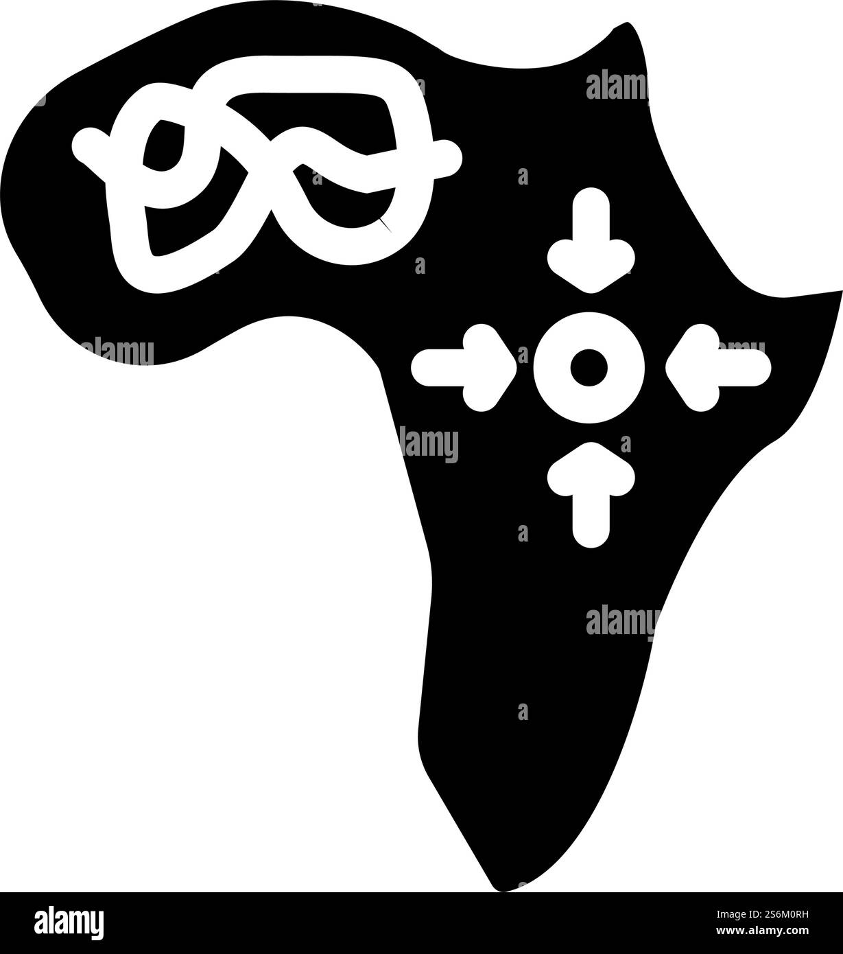 afrika Kontinent Glyphe Symbol Vektor. afrika-Kontinent-Schild. Schwarze Abbildung des isolierten Kontursymbols. afrika Kontinent Glyphe Symbol Vektor Illustration Stock Vektor