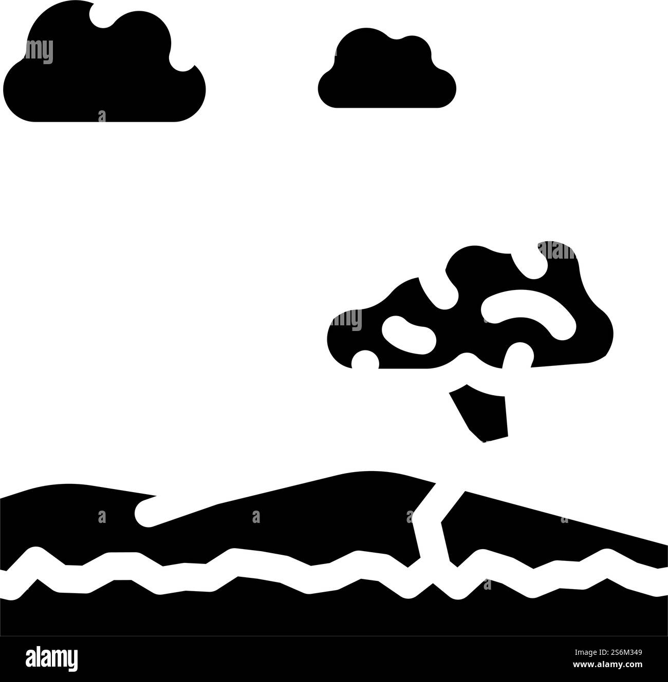 afrikanische Savanne Landschaft Glyphe Symbol Vektor. afrikanisches Savannenlandschaftsschild. Schwarze Abbildung des isolierten Kontursymbols. afrikanische Savanne Landschaft Glyphe Icon Vektor Illustration Stock Vektor