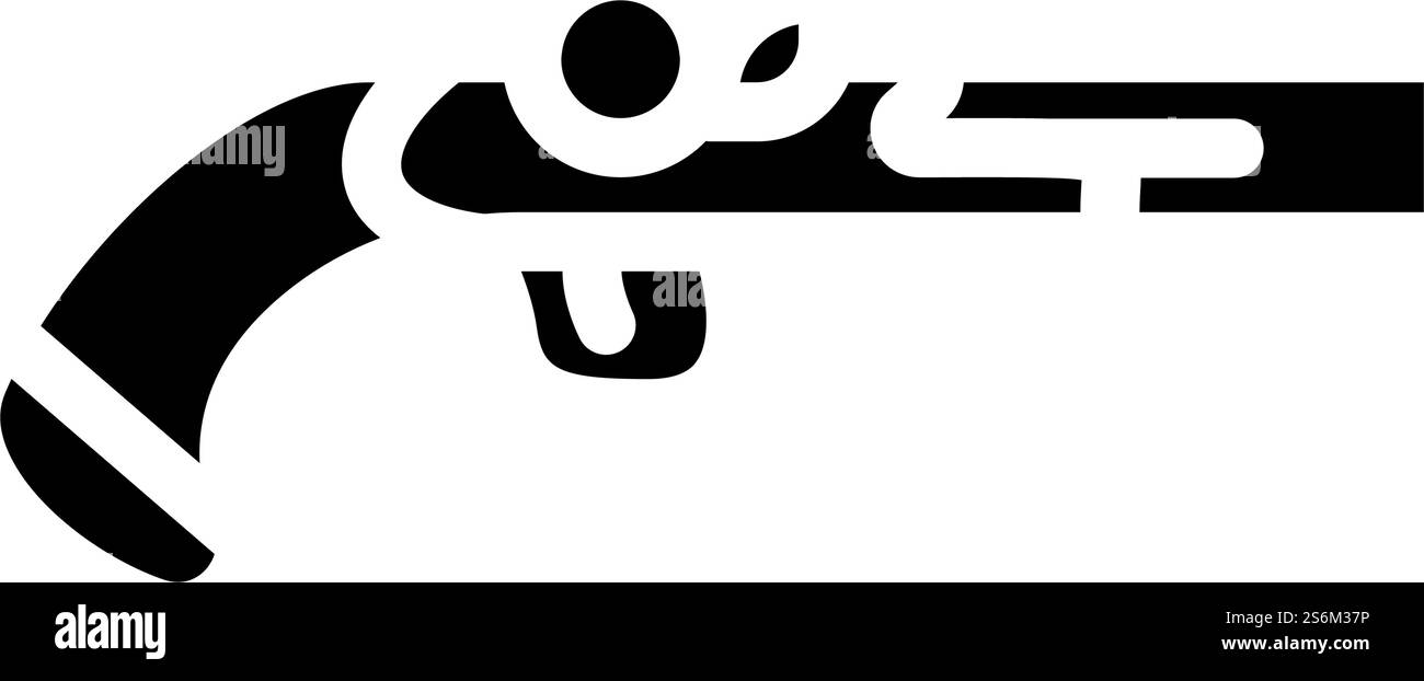 Pistole Waffe Pirat Glyphe Icon Vektor. Pirat-Pirat-Schild. Schwarze Abbildung des isolierten Kontursymbols. Pistole Waffe Pirat Glyphe Icon Vektor Illustration Stock Vektor