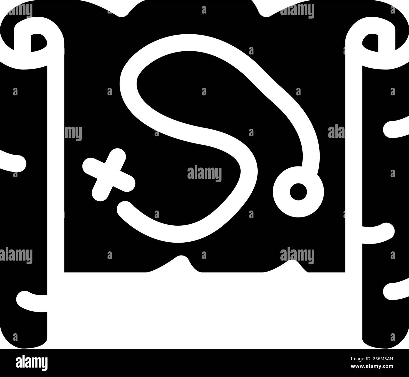 Karte Schatzglyphe Symbol Vektor. Karte Schatzzeichen. Schwarze Abbildung des isolierten Kontursymbols. Karte Schatzglyphe Symbol Vektor Illustration Stock Vektor