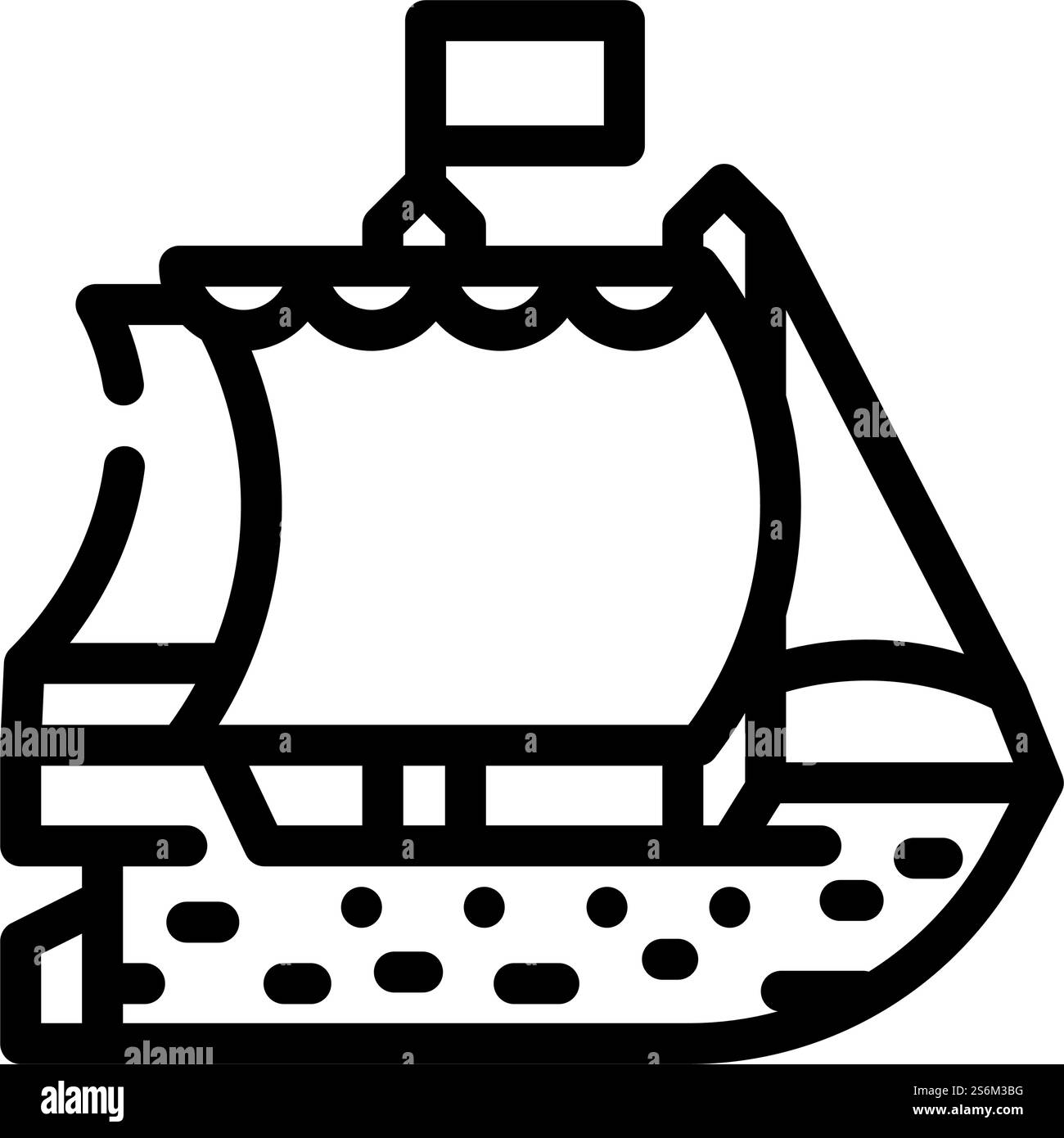 Schiffspiratenlinie Icon Vektor. Piratenschild. Schwarze Abbildung des isolierten Kontursymbols. Schiff Piratenlinie Symbol Vektor Illustration Stock Vektor