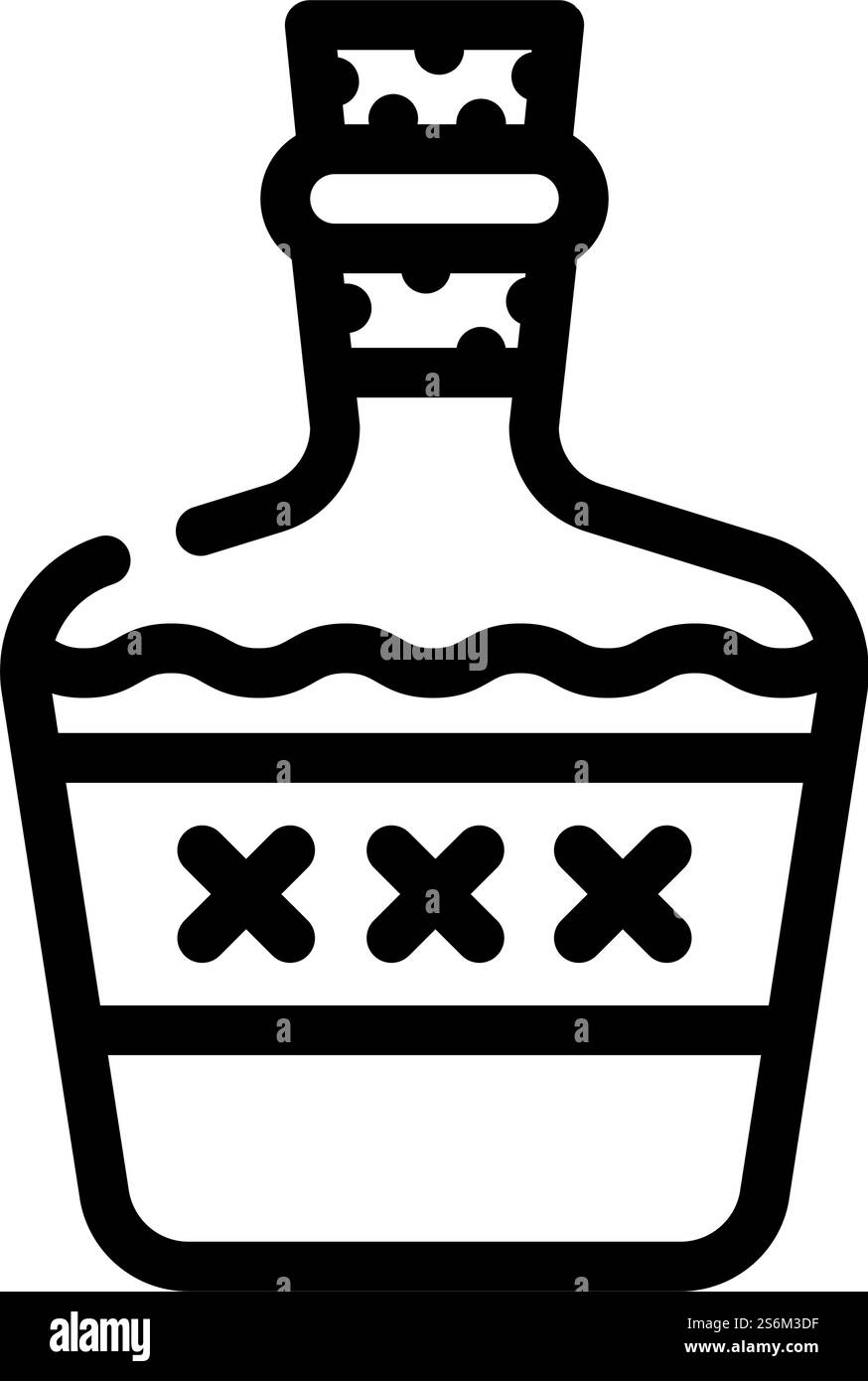 Alkoholische Getränke Flasche Linie Symbol Vektor. Flaschenschild für alkoholische Getränke. Schwarze Abbildung des isolierten Kontursymbols. Alkoholische Getränke Flasche Linie Symbol Vektor Illustration Stock Vektor
