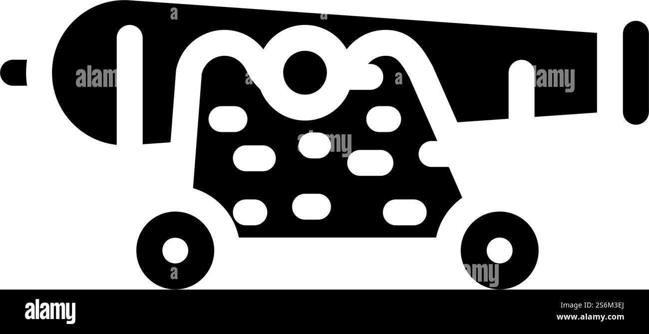 Kanonen Piraten Glyphen-Symbol-Vektor. Kanonenpirat-Schild. Schwarze Abbildung des isolierten Kontursymbols. Kanonen Piraten Glyphe Symbol Vektor Illustration Stock Vektor